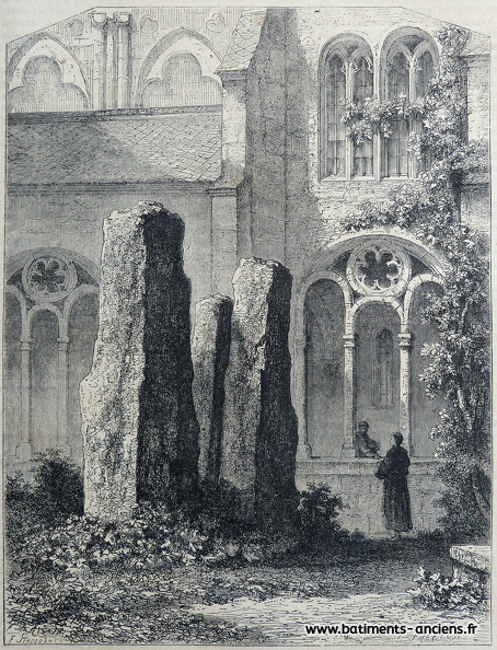 Vue de vestiges au centre du cloître de la cathédrale de Trêves (Rhénanie-Palatinat, Allemagne). Le texte accompagnant la gravure évoque les vestiges des imposantes colonnes qui appartenaient à l'ancien édifice romain occupant ce lieu avant la cathédrale. La représentation des ces massifs de maçonnerie devant les arcades du cloître semble donc assez fantaisiste. P1270454.jpg