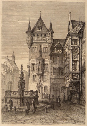 La maison de Nassau et la fontaine des vertus à Nuremberg