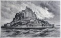 Gravure : Vue d'ensemble du Mont-Saint-Michel