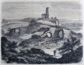 Gravure : Ruines du château de Montaigu à Mercurey