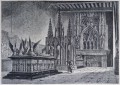 Gravure : La salle des gardes du palais des ducs de Bourgogne à Dijon