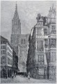 Gravure : La rue des Merciers à Strasbourg